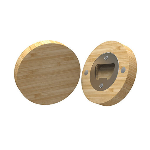 Quaff Bottle Opener Round w/ Magnet Bamboo (Non Subli)